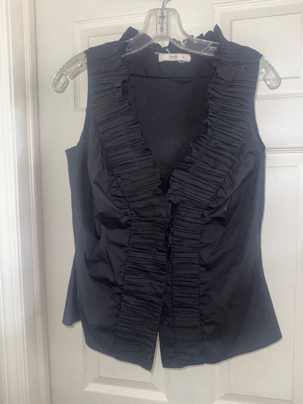 PRADA vintage ruched black sleeveless blouse